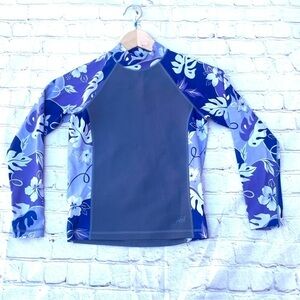 Mysterioso Rash Guard Top Surf Swim Gray Floral  - SMALL / MADE IN USA